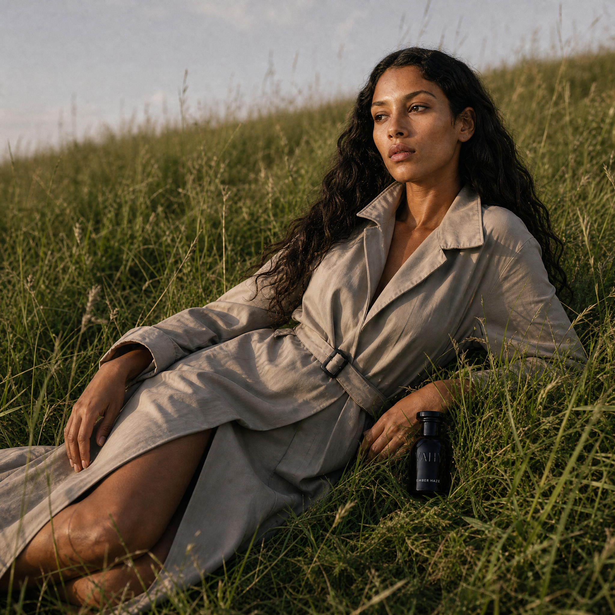 Generated_with_Kive.ai_-_Create_a_portfolio_variation_of_the_same_editorial_photoshoot_featuring_Anika._Keep_the_greige_belted_trench_coat__Ember_Haze_50ml_bottle__grassy_outdoor_sett.png